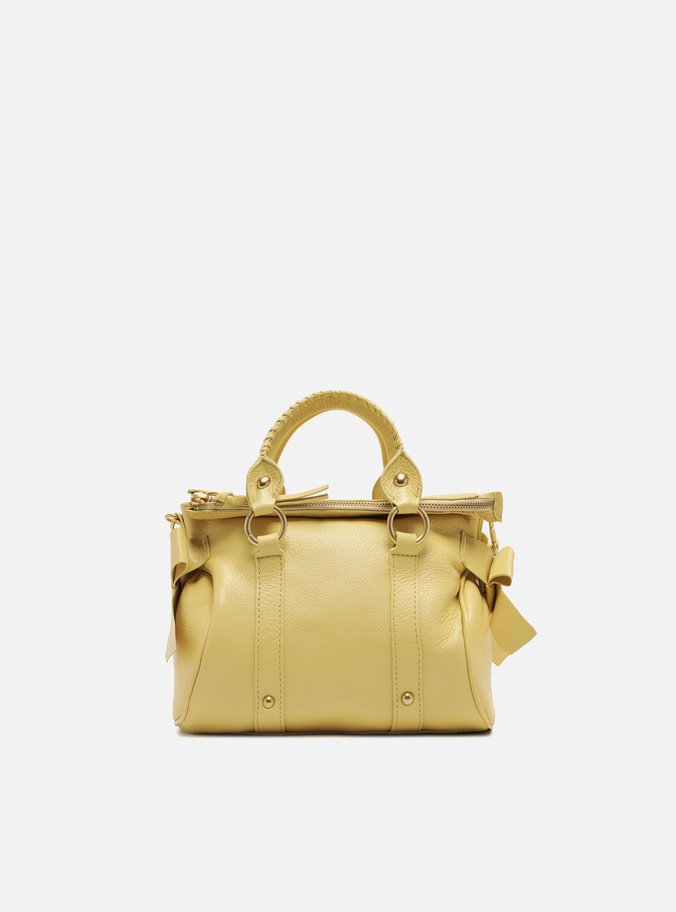 Bolsa Tote Amarela Couro Pequena Alças Mix