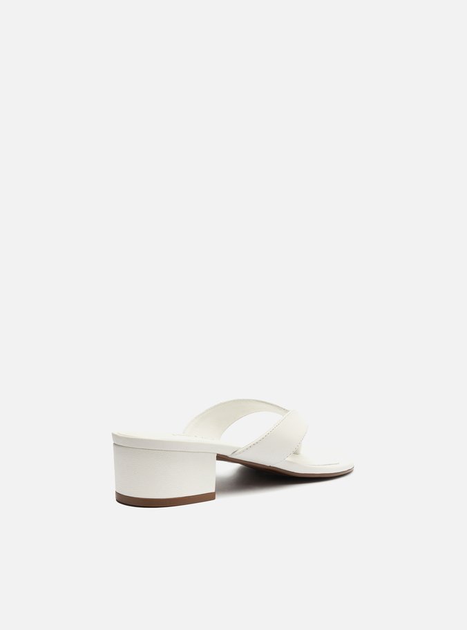 Sandália Branca Salto Bloco Flip-Flop