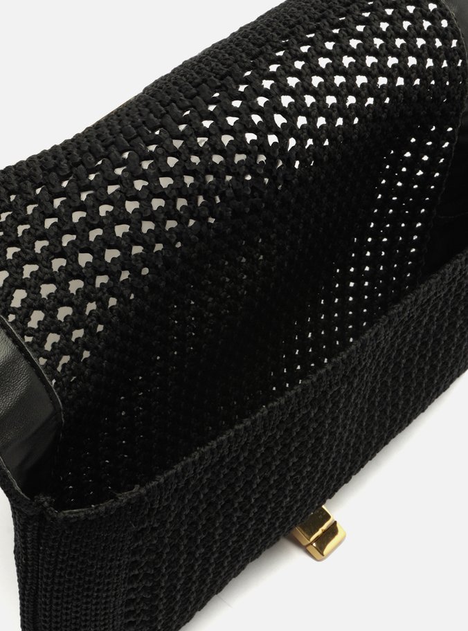 Bolsa Clutch Crochê Preto Pequena