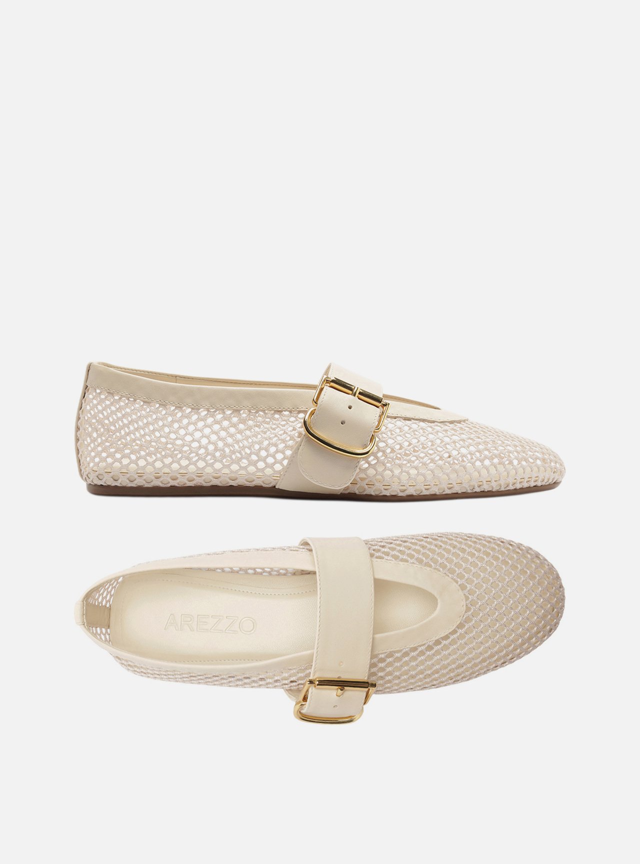 Sapatilha Off White Tela Fivela Dourada — foto 5