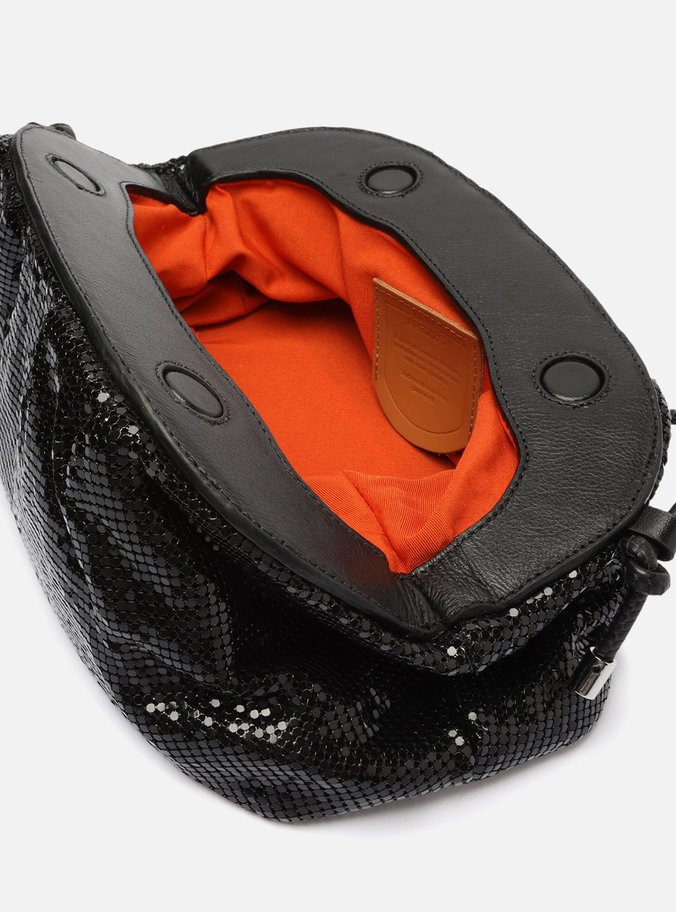 Bolsa Tiracolo Preta Strass Metal Pequena 