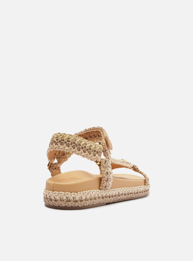 Sandália Papete Nude Couro Flatform Natural