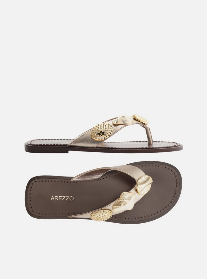 Rasteira Dourada Flip Flop Metais