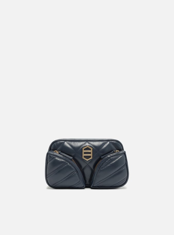 Bolsa Tiracolo Azul Couro Pequena Matelassê