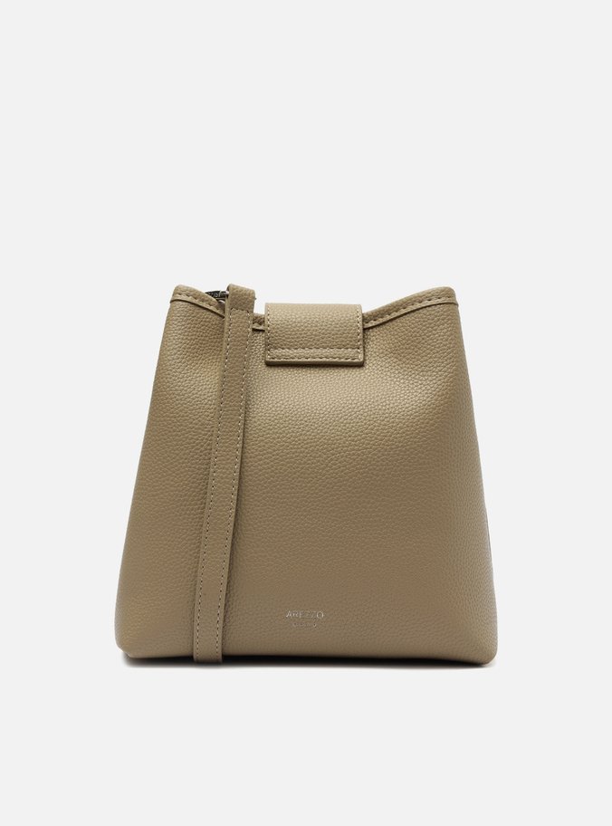 Bolsa Bucket Bege Média Fecho Metal