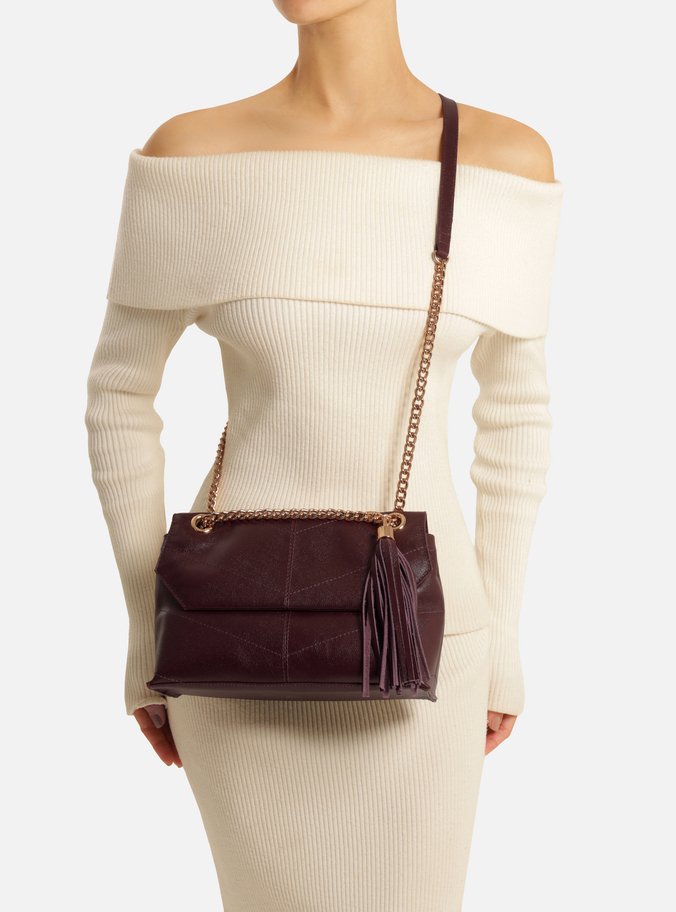 Bolsa Tiracolo Bordô Couro Ísis Pequena