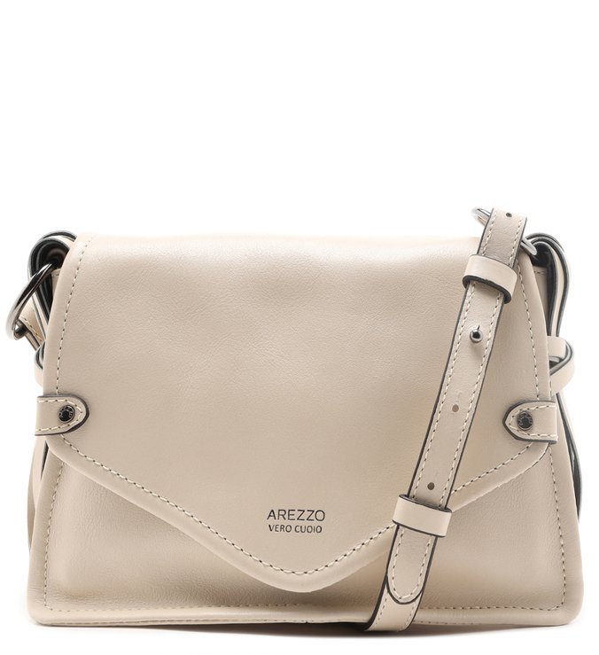 Bolsa Tiracolo Couro Duda Pequena Off-White e Preto