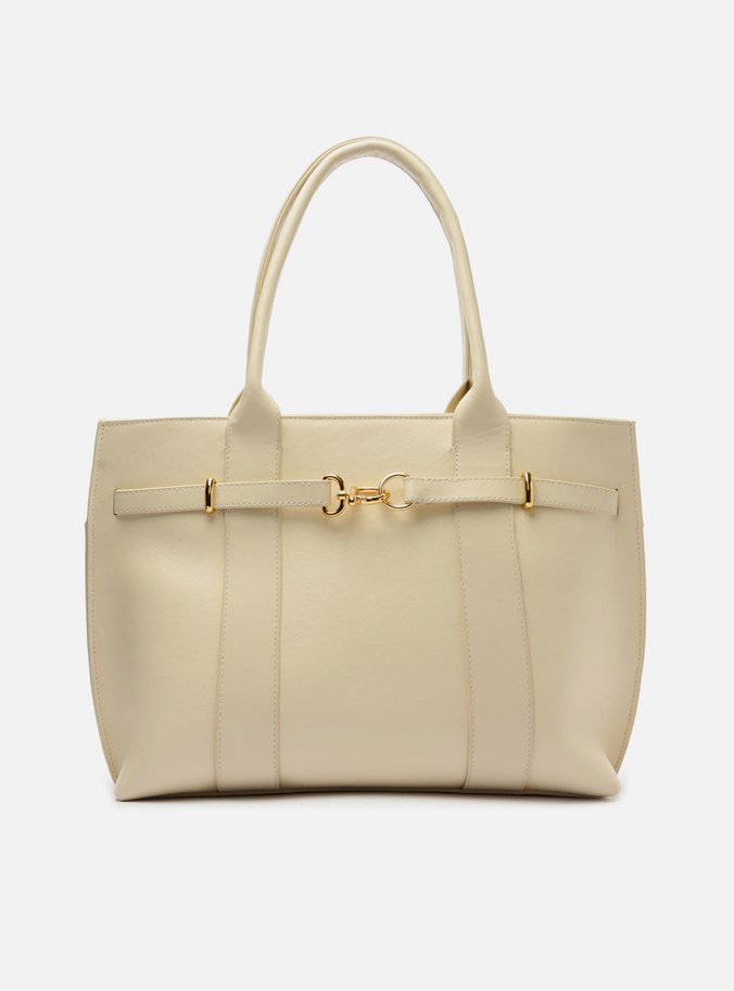 Bolsa Shopping Branca Couro Grande Selaria Lenny