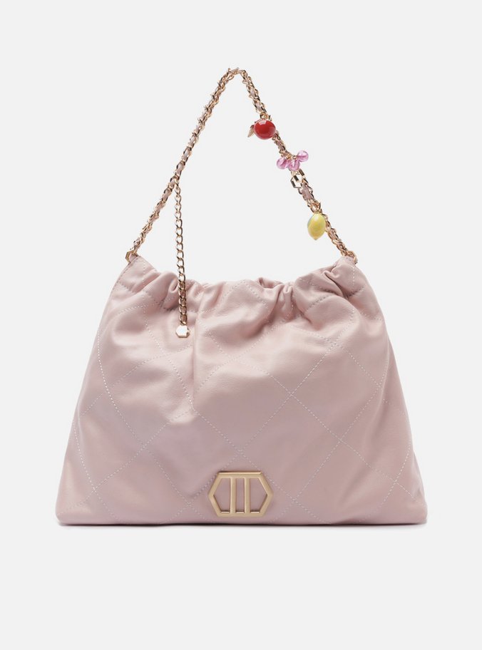 Bolsa Hobo Rosa Couro Grande