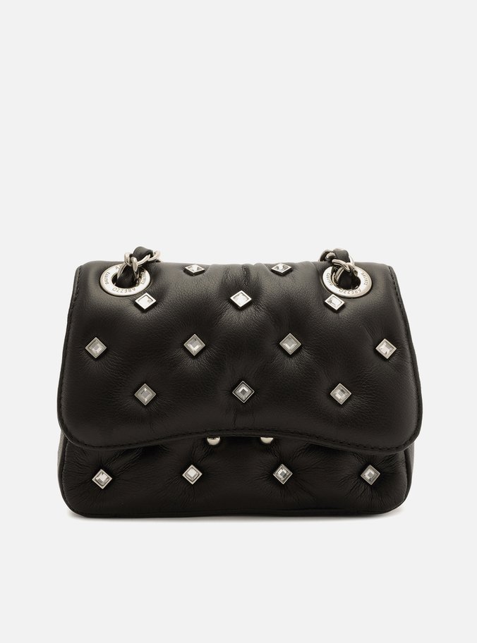 Bolsa Tiracolo Preta Couro Mizz Stone Pequena
