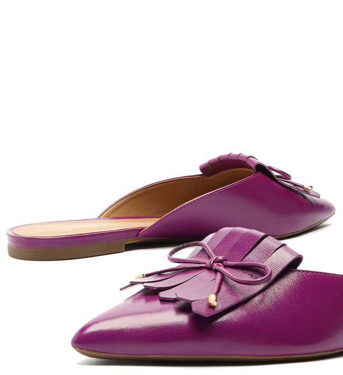 Mule Roxa Couro Tereza