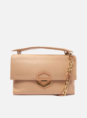 Bolsa Tiracolo Bege Couro Ágatha Média