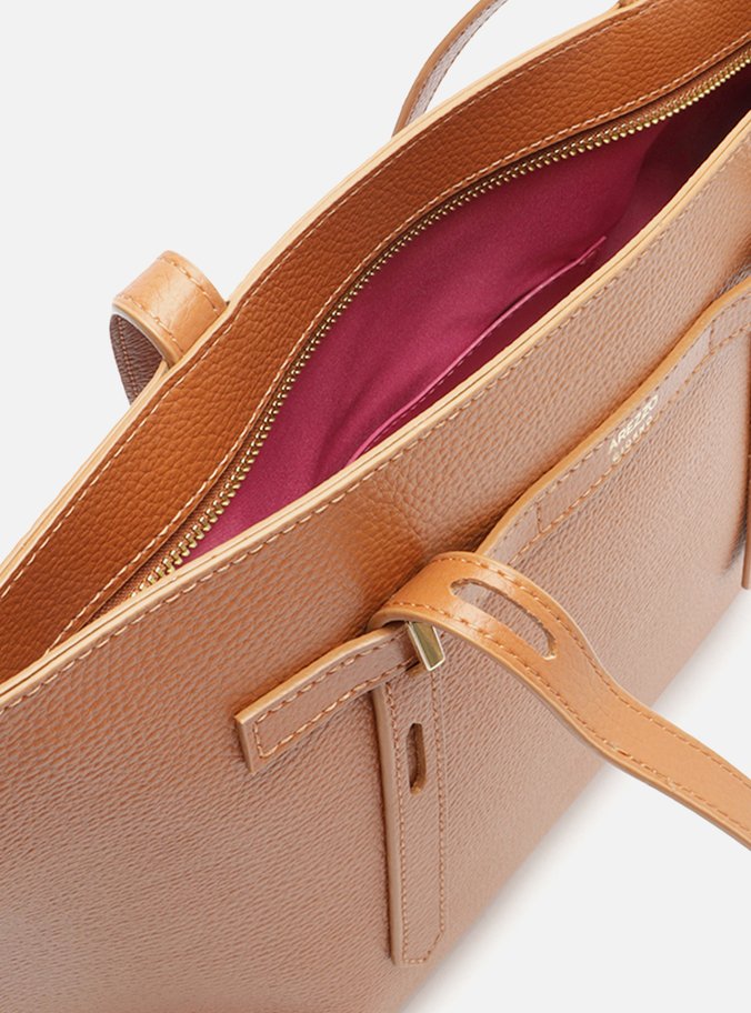 Bolsa Shopping Marrom Grande Alças Metais