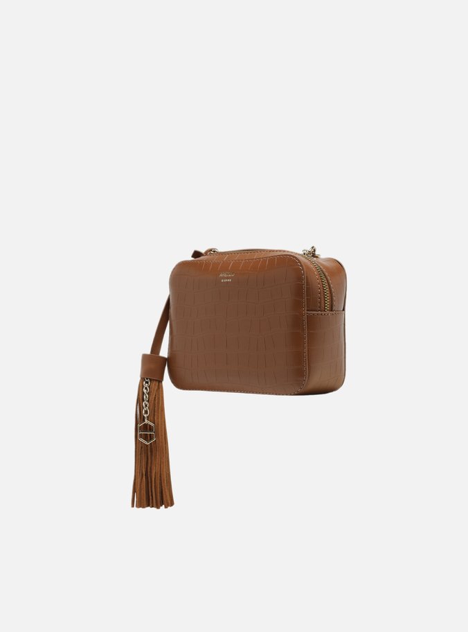 Bolsa Tiracolo Marrom Croco Pequena Barbicacho