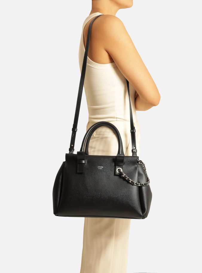 Bolsa Tote Preta Grande Corrente Extra