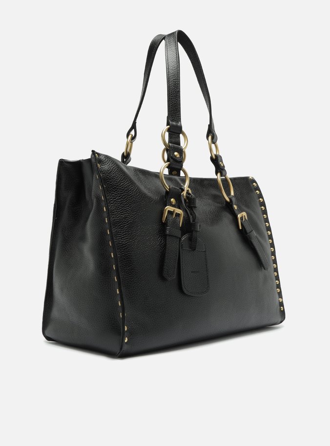 Bolsa Shopping Preta Couro Cora Grande