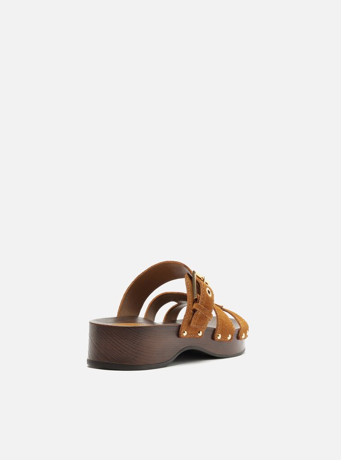 Sandália Clog Marrom Acamurçada Flatform Lauren