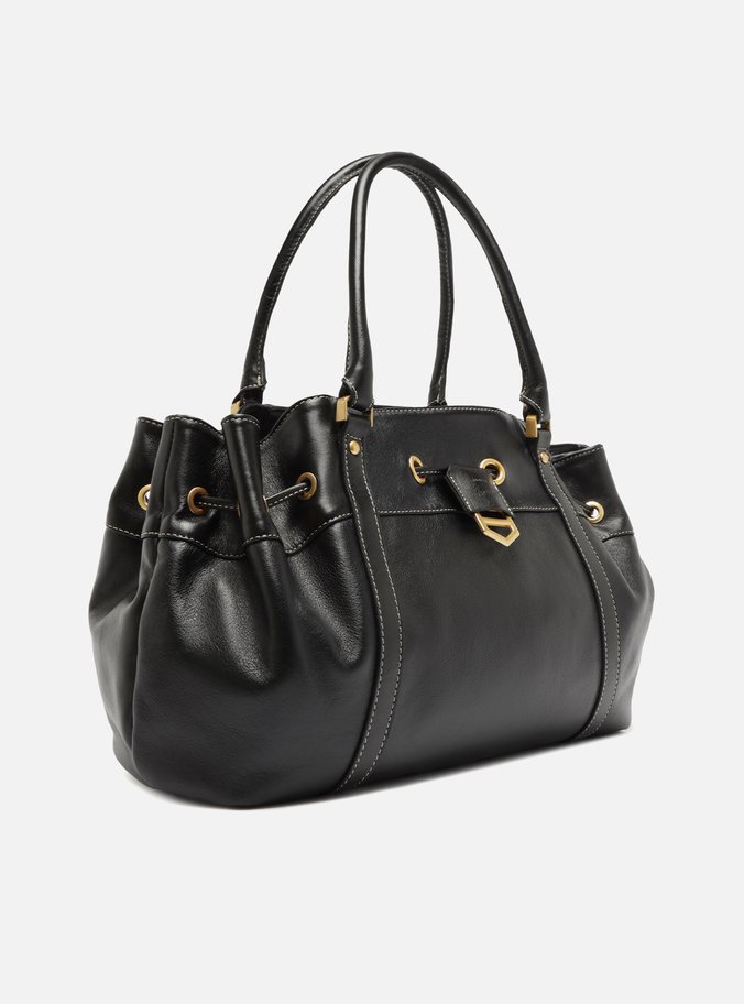 Bolsa Shopping Preta Couro Alicia Média