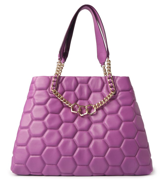 Bolsa Shopping Roxa Couro Bee.ZZ Grande