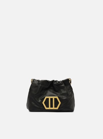 Bolsa Tiracolo Preta Couro Esther Pequena