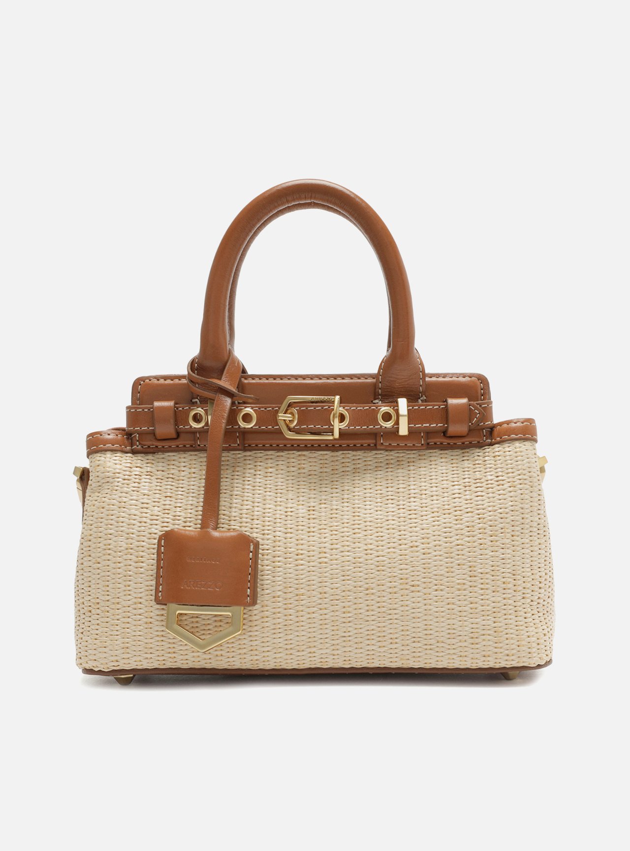 Bolsa Tote Marrom Ráfia Victória Pequena — foto 1