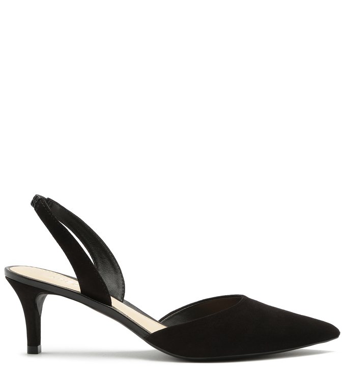 Scarpin Nobuck Bico Fino Slingback Preto