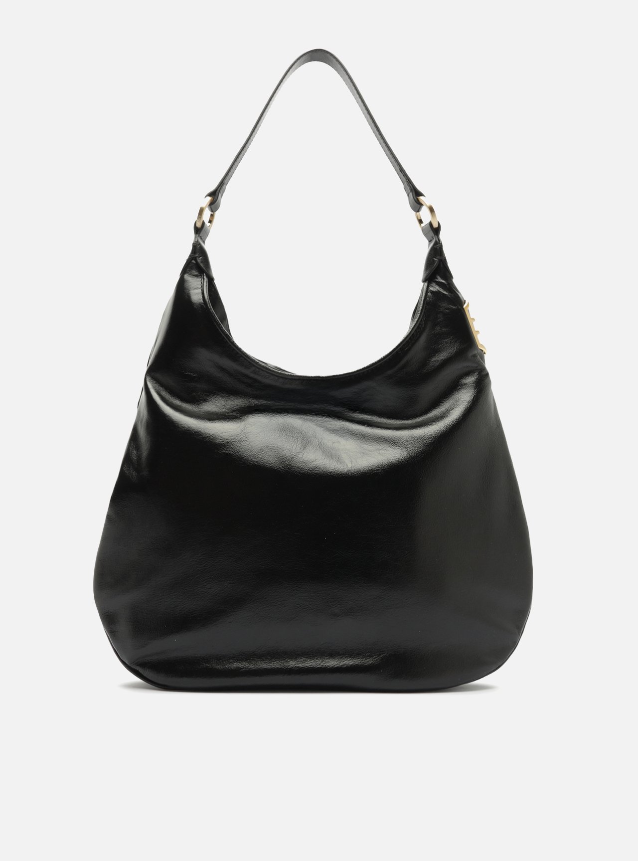 Bolsa Hobo Preta Couro Média Matelassê Metais — foto 3