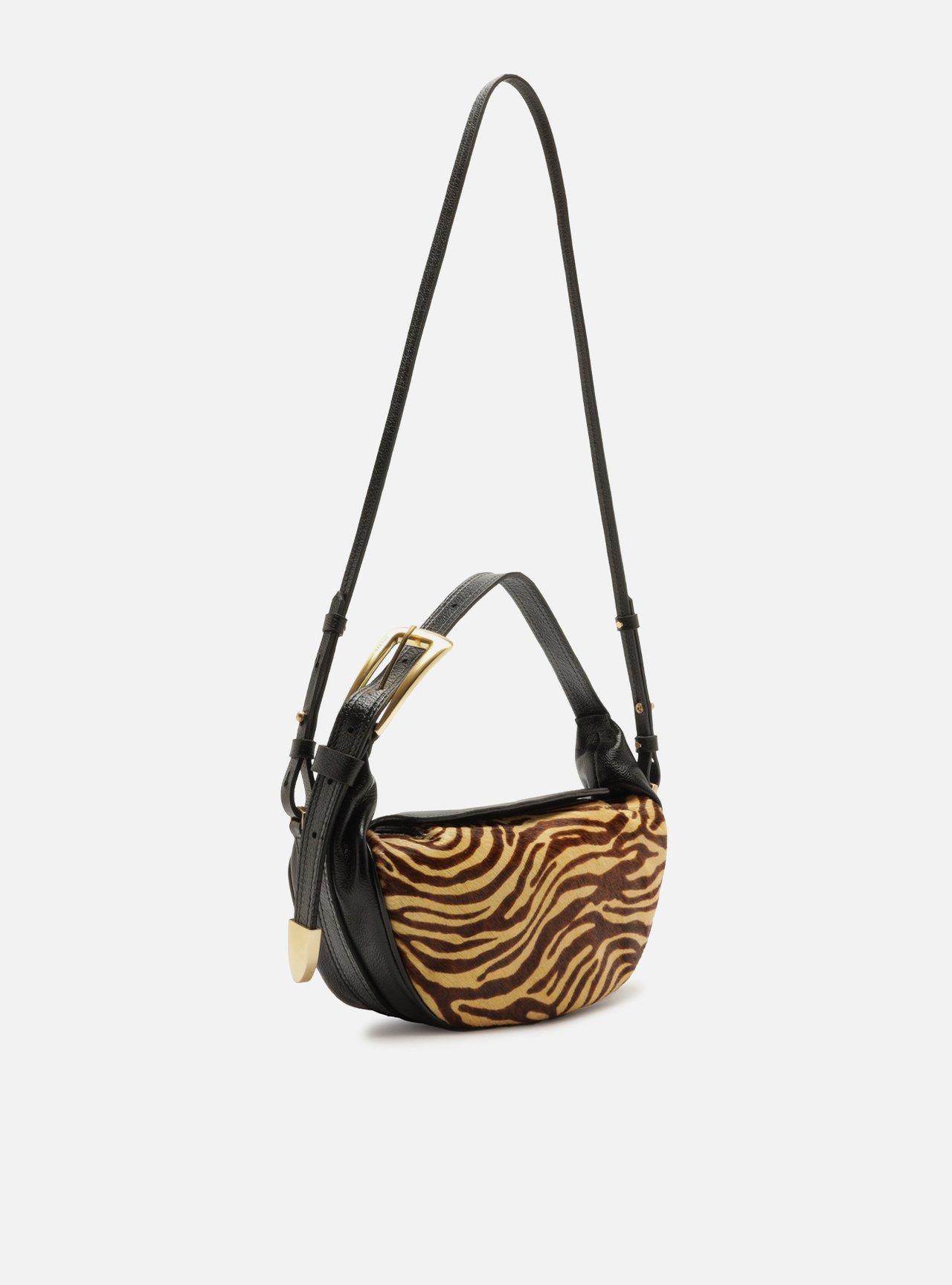 Bolsa Tiracolo Animal Print Couro Média Metais Dourados — foto 5