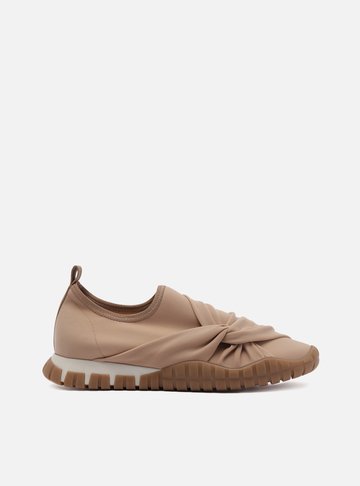 Arezzo — Tênis Slip On Rosa Claro Tecido Sola Emborrachada
