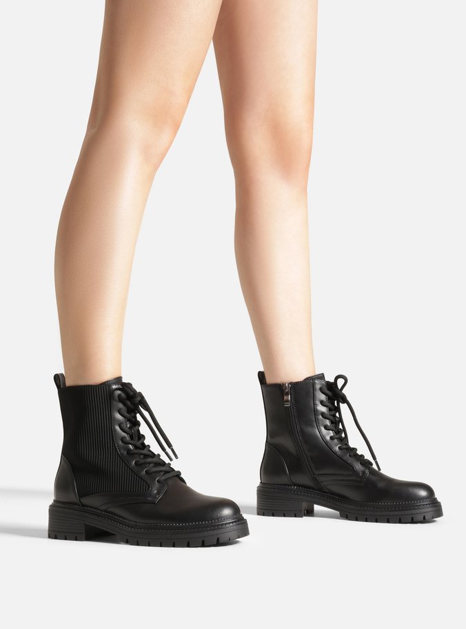 Coturno Preto Cano Curto Sola Tratorada Canelado