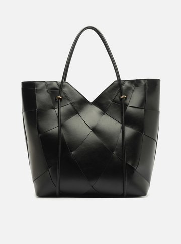 Arezzo — Bolsa Shopping Preta Couro Tressê V