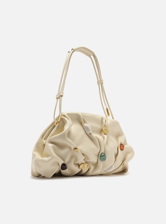 Bolsa Tiracolo Branca Couro Média Aplicações