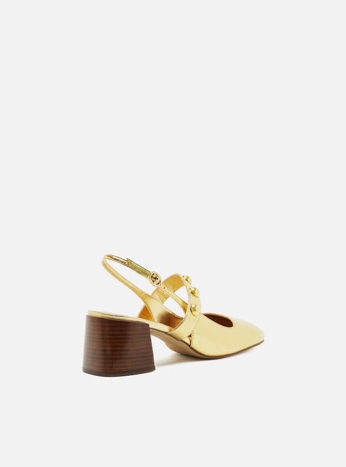 Scarpin Dourado Salto Bloco