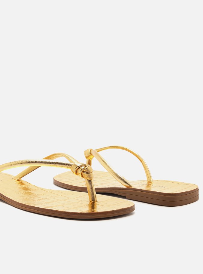 Rasteira Dourada Tiras Flip Flop