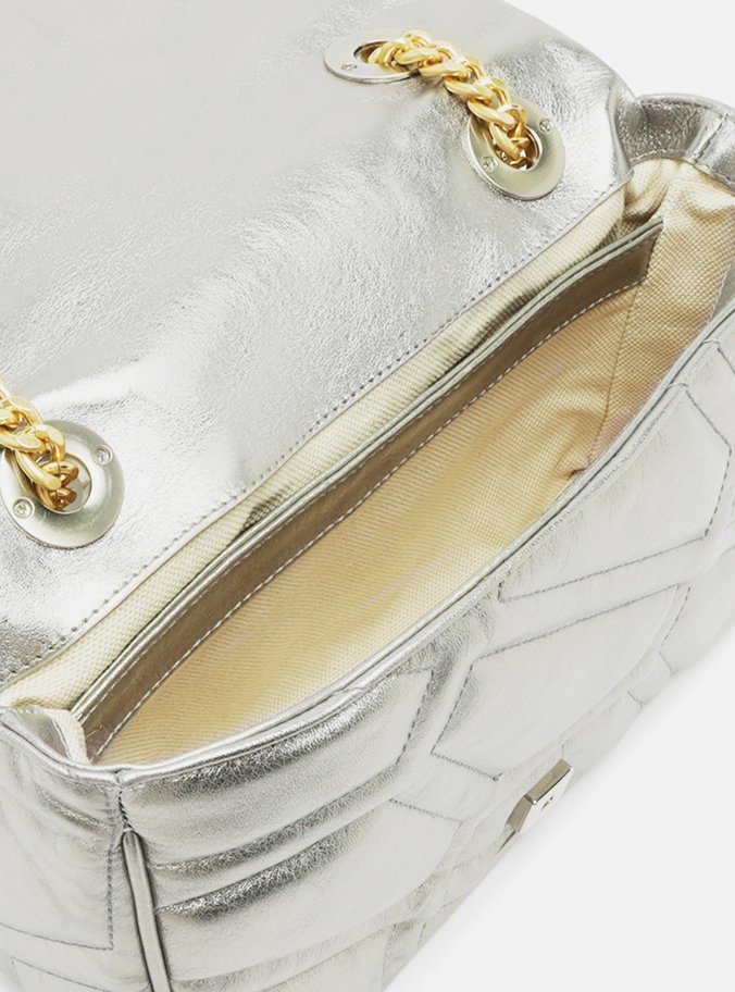 Bolsa Tiracolo Prata Couro Emma Média