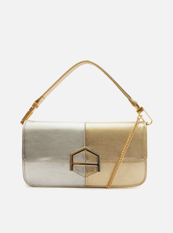 Bolsa Tiracolo Dourada Couro A001 Duo Média