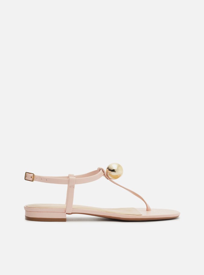 Sandália Rosa Couro Slim Metais Duo