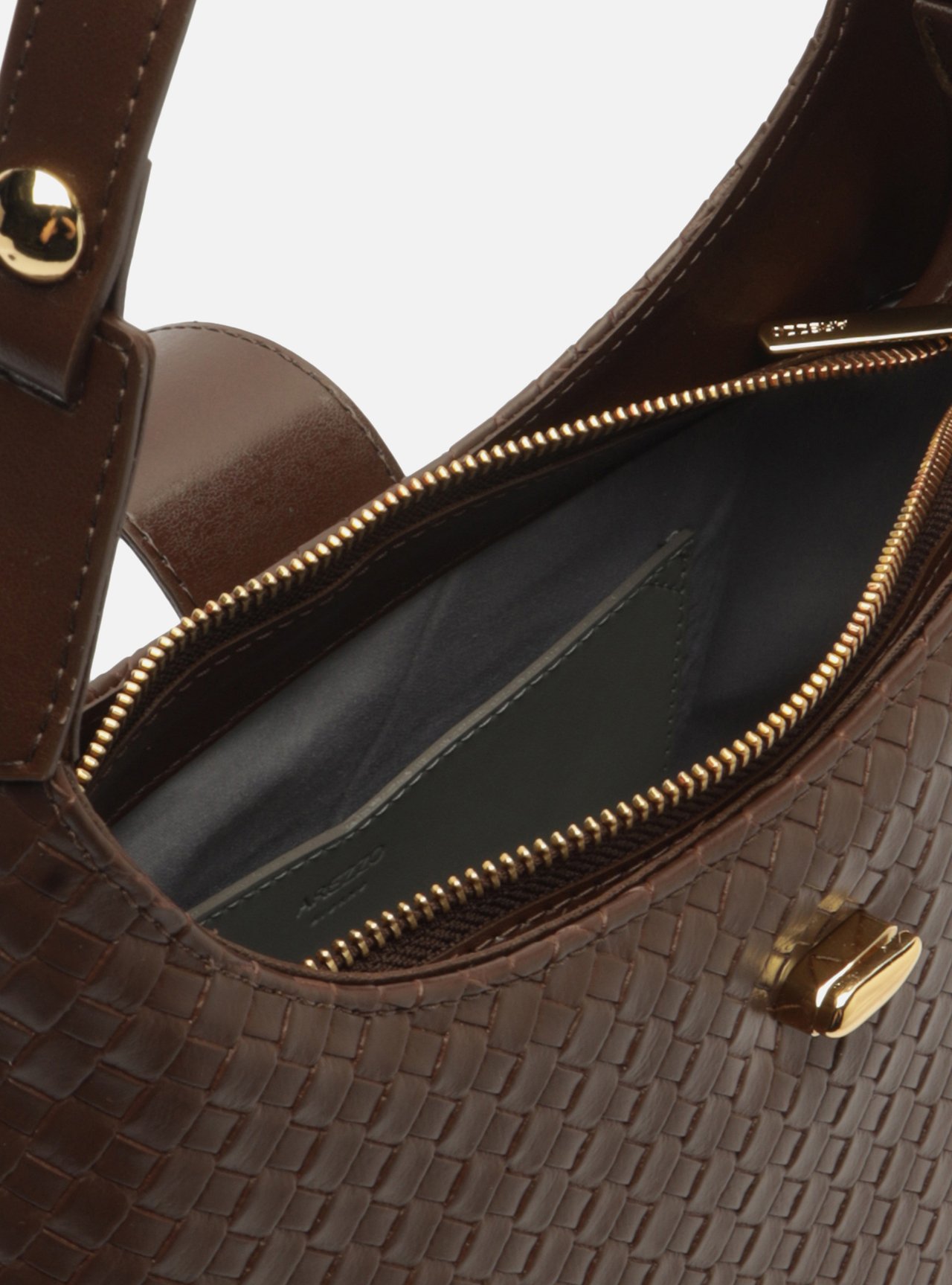 Bolsa Hobo Marrom Escuro Grande Tressê Metal Orgânico — foto 4