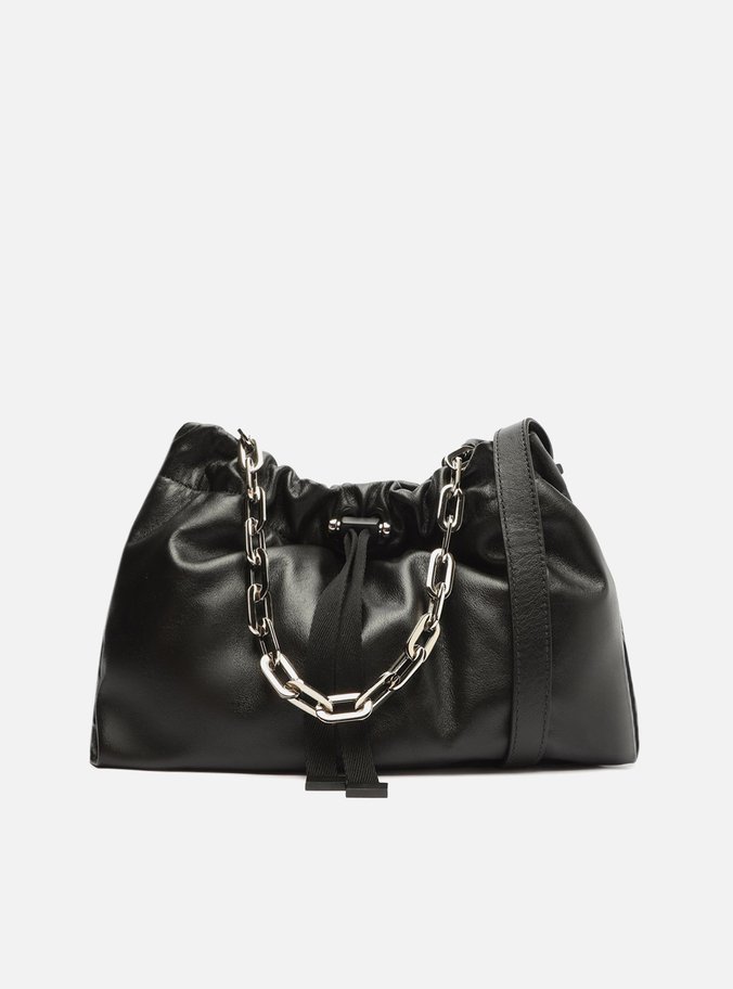 Bolsa Bowling Preta Couro Grande Corrente