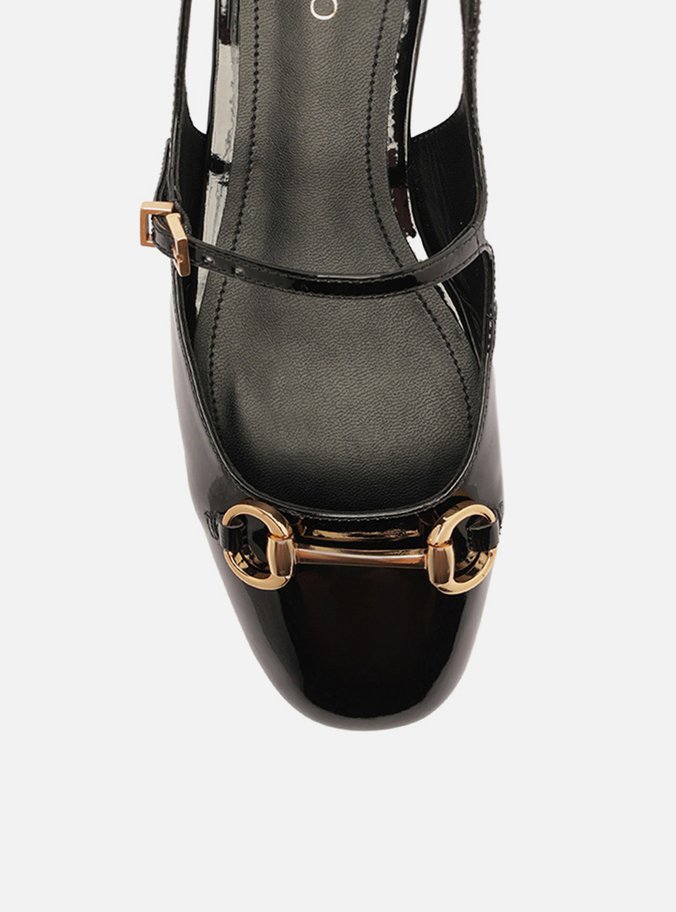 Sapatilha Boneca Preta Verniz Slingback Bridão
