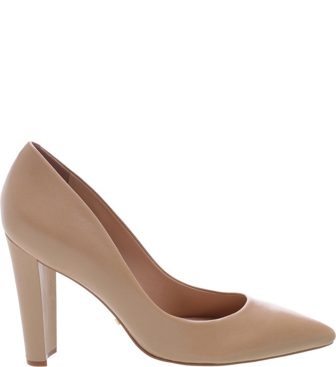 Scarpin Bloco Couro Nude-Rose