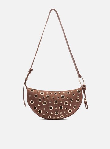 Bolsa Tiracolo Marrom Suede Média