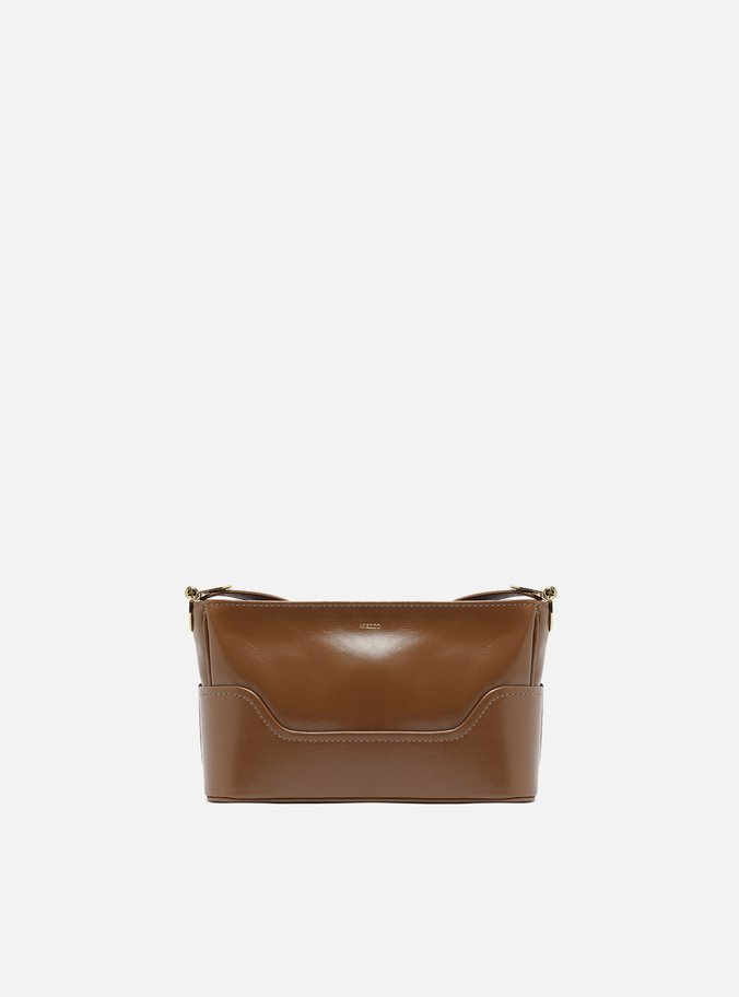 Bolsa Tiracolo Marrom Couro Natural Pequena Metais