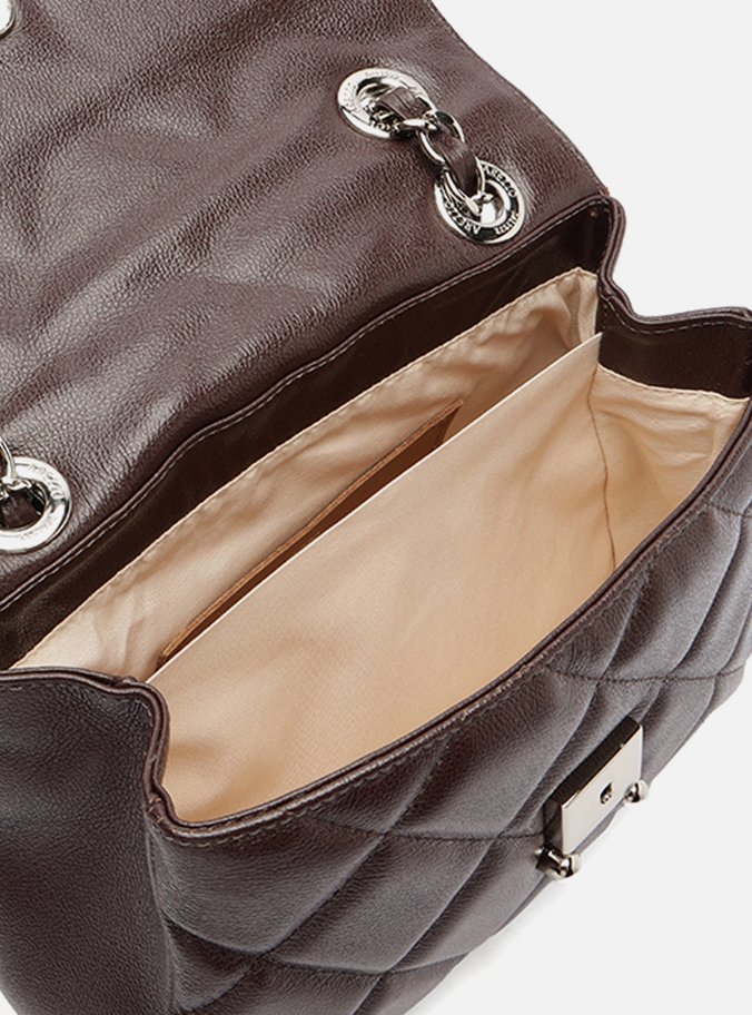 Bolsa Tiracolo Marrom Escura Couro Mizz Média