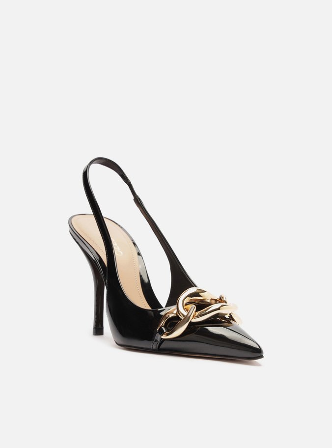 Scarpin Preto Salto Alto Slingback Elos