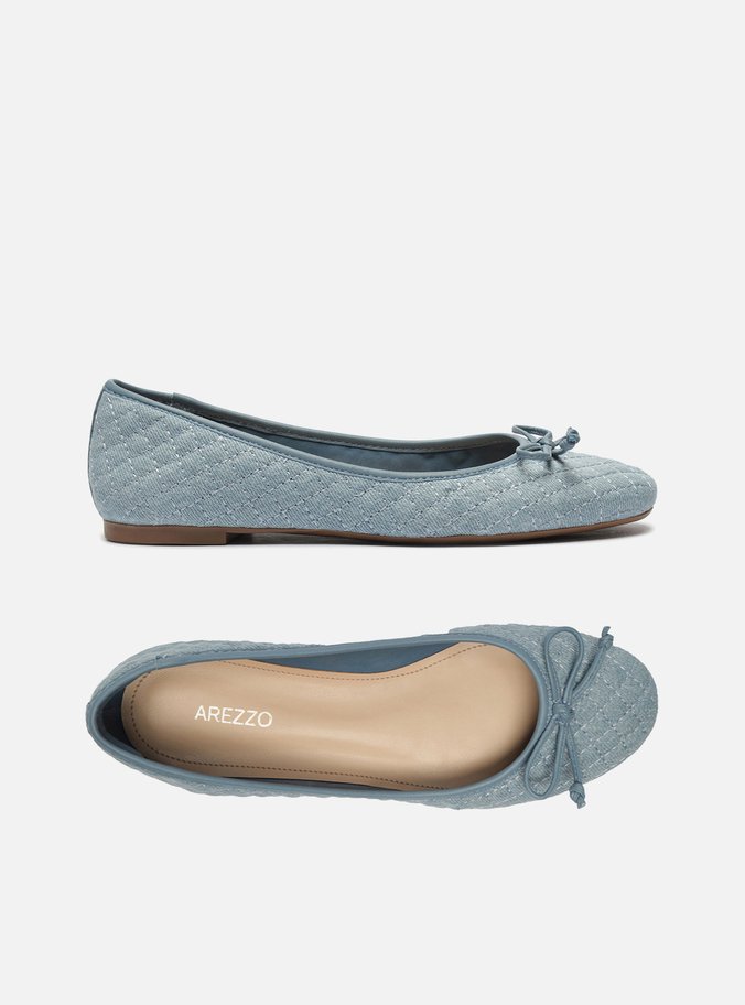 Sapatilha Jeans Matelassê Bico Redondo