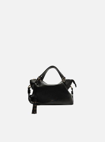 Bolsa Tote Preta Couro Pequena Barbicacho