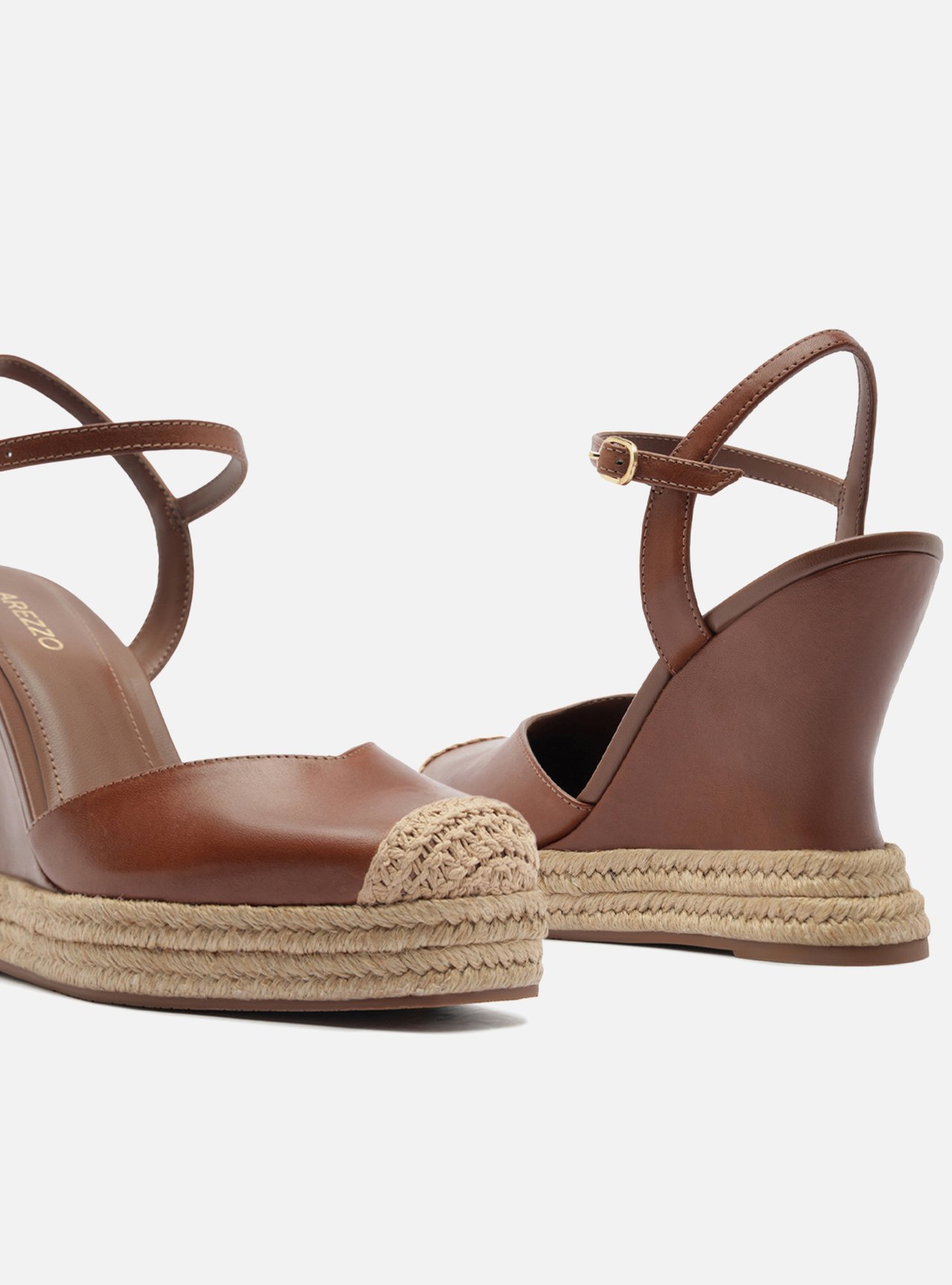 Sandália Anabela Espadrille Marrom Plataforma Fivela Tressê Slingback — foto 4