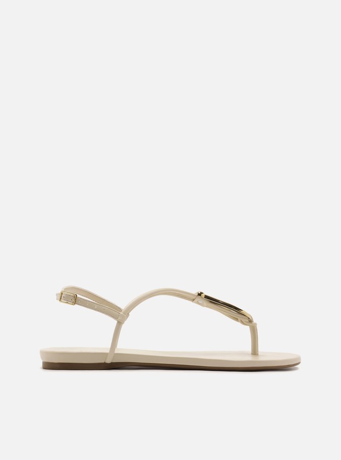Sandália Rasteira Off White Slim Metal Dourado
