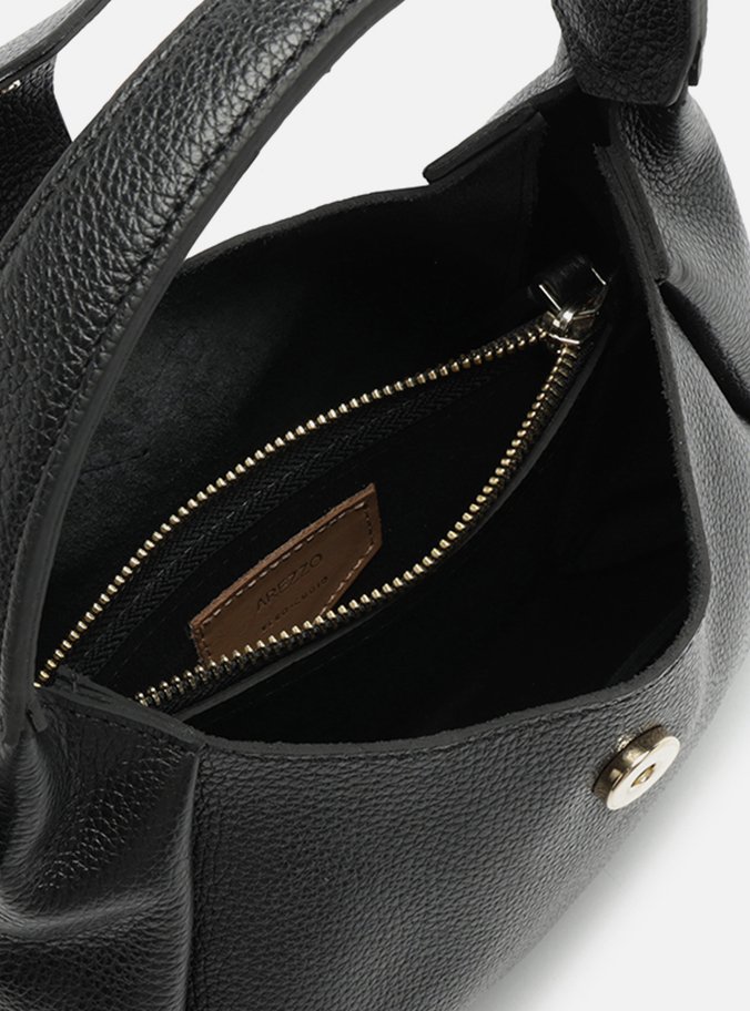 Bolsa Hobo Preta Couro Média Lapela